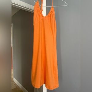 Orange halter mini dress